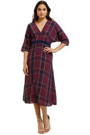 Saba-Meridian-Check-Midi-Dress-Multi-Front