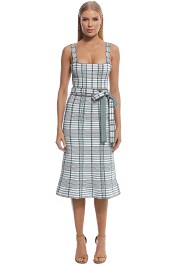 Scanlan Theodore - Crepe Knit Plaid Bralette Dress - Torba - Front