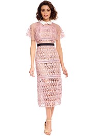 Self Portrait - Floral Vine Cape Midi Dress - Pink - Front