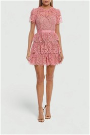 Self Portrait - Pink Tiered Dress - Pink - Back