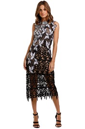 Self Portrait Guipure Patchwork Midi Dress