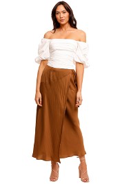 Self Portrait White Taffeta Puff Sleeve Top White