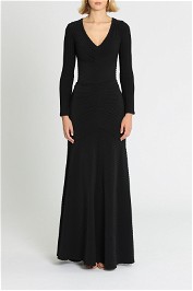 Tadashi Shoji Elias Long Sleeve Pintuck Gown Black