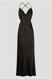 Thalia Bias Cut Out Midi Dress in Black