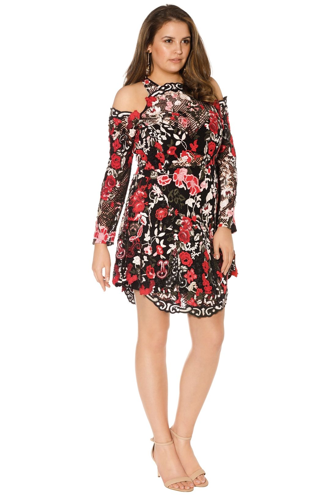 Thurley - Valencia Midi Dress - Black Rose - Side  
