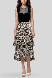 Veronika Maine Layered Zebra Print Skirt