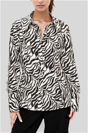 Veronika Maine - Monochrome Wave Shirt in Licorice