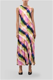 Veronika Maine	Murano Check Satin Midi Dress Multi
