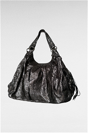 Coach Metallic Gunmetal Shoulder Leather Tote